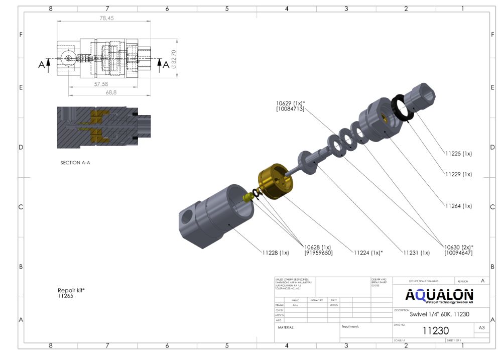 Techni Long life Swivel assembly  Other references: 1-12864, 12863